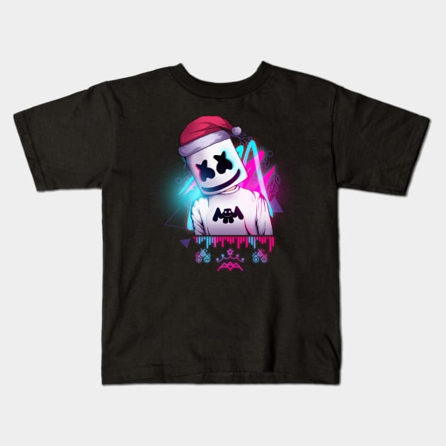 Marshmello \\ neon Merry Christmas Kids T-Shirt by DenielHast